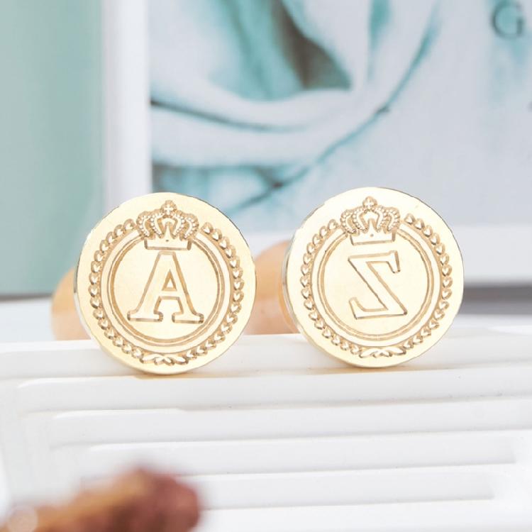 Brass Head Seal Stamp Crown Letters Sealing Wax Stamp for Letter Invitations Decoration English Letters Wax Seal Stamp