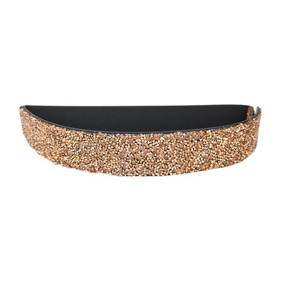 Women Belt Adjustable Elastic Band Shiny Rhinestone Wide Anti-slip Clothes Matching Anti-break Tight Waist Dress Waistband Clothes Accessory