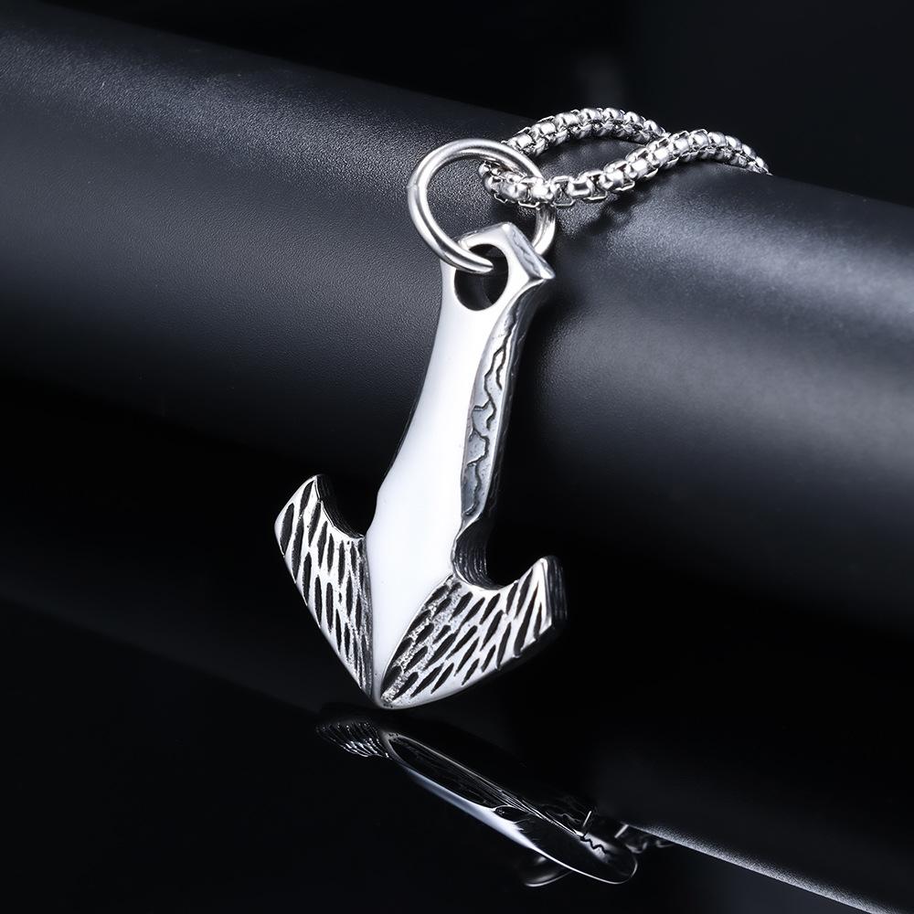 Nautical culture anchor-shaped titanium steel pendant, retro trend simple accessories pendant jewelry