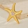 Anello Aperto INS Moda Acciaio Inossidabile Stella Marina Perla - Anello Dito Esagerato Placcato Oro 18K da Donna