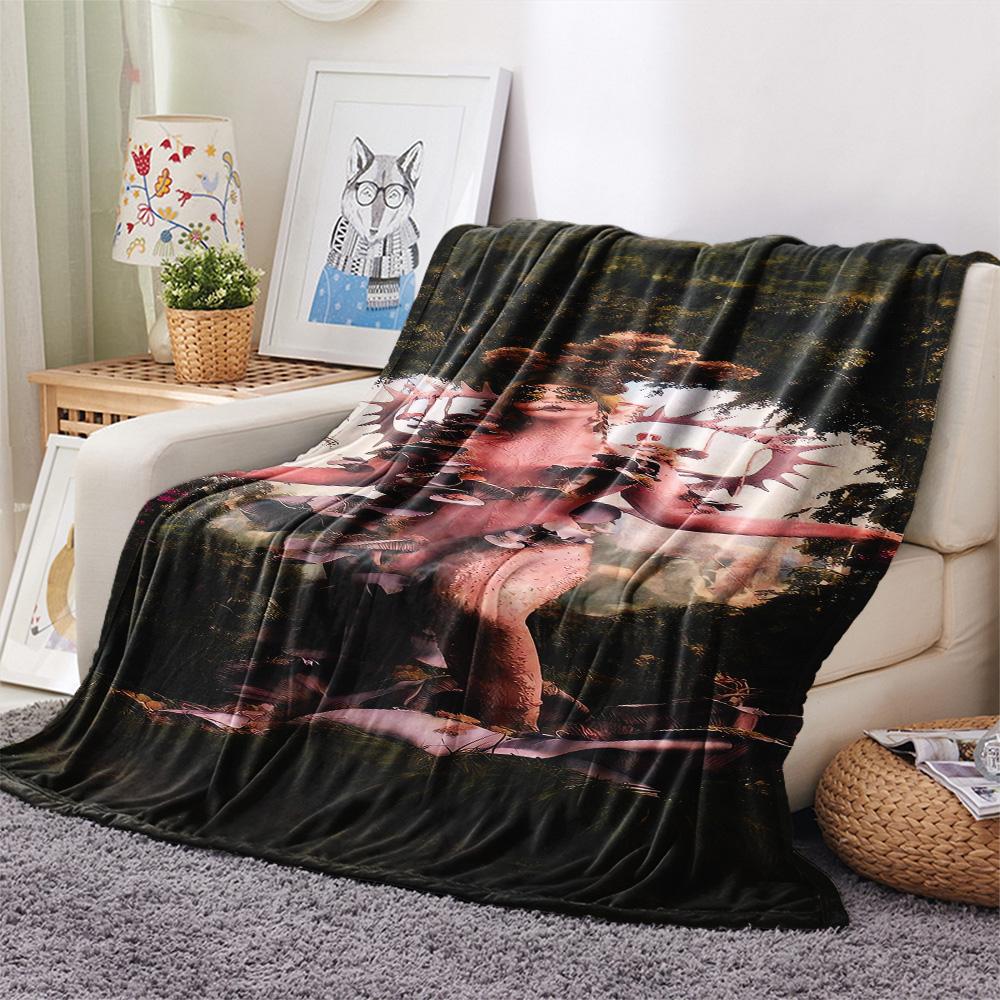 

1 шт. Фланелева ковдра з принтом «Прибулець на Землі», Висока якість, Комфортна для всіх сезонів, Декор для дому, Тепло та затишок, Ідеальний подарунок на Різдво 80cm x 120cm