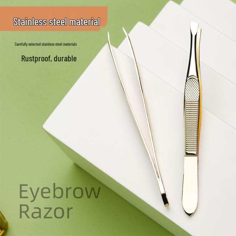 Kaqiduo Duo Luxury Gold Stainless Steel Precision Eyebrow Tweezers with Flat Slanted Tip for Hair Removal KK800