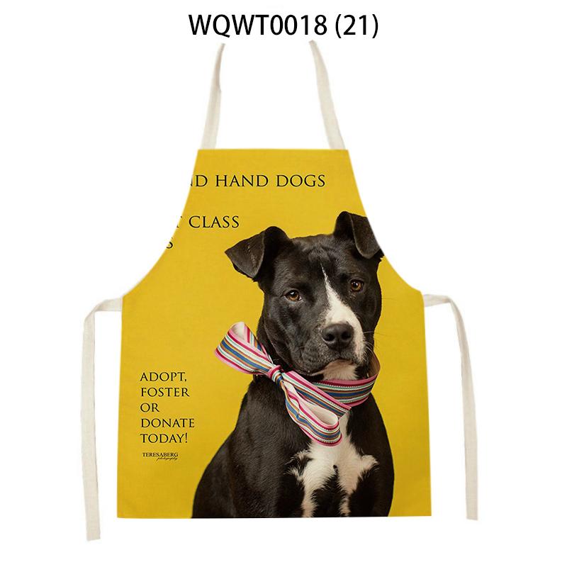 Lovely Animal Dog Printed Linen Sleeveless Kitchen Aprons Women Men Home Cooking Baking Waist Bib Dachshund Cleaning Aprons