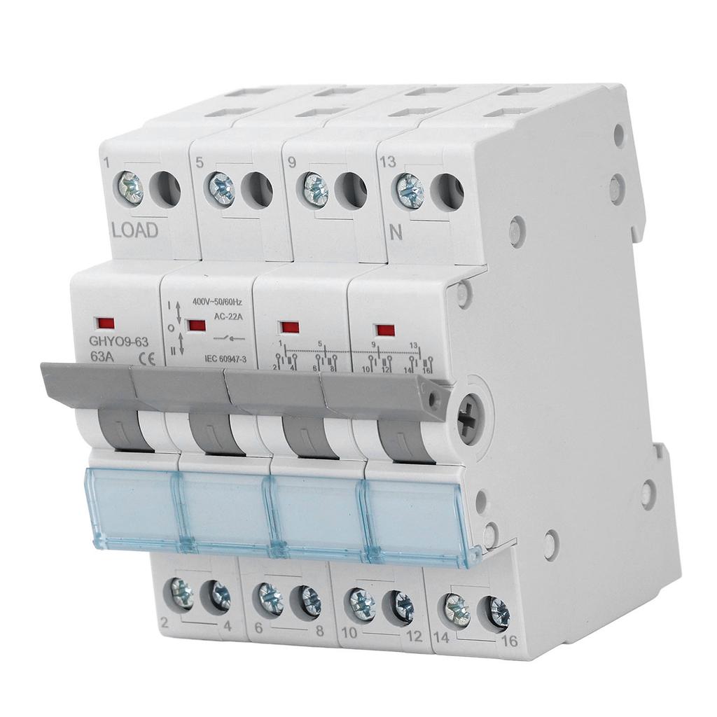 Dual Power Manual Transfer Isolating Switch 4P 63A DIN Rail Backup Power Changeover Switch Interlock