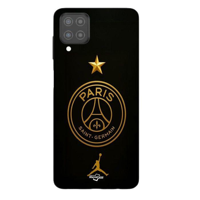 Coque de téléphone - MANIACASE - Samsung galaxy A12 - Silicone - Souple - PSG logo doré étoile champion