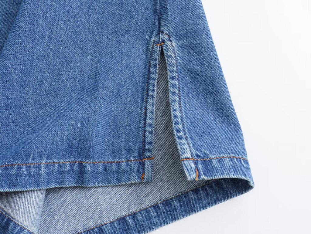 2024 Sommer Damen Gewaschenes Blaues Denim Lockeres Hemd und Jeans Set