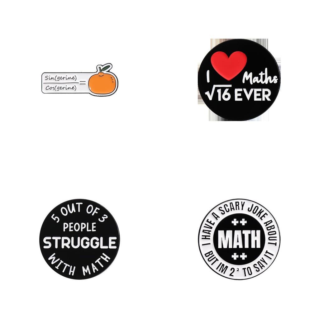 Academic Math Creative Series Cartoon Brooches Unique Metal Pins For Gifts Students