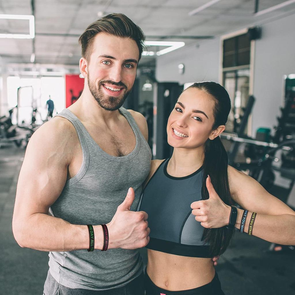 60 Pieces Motivational Quote Rubber Wristbands Colored pirational Silicone Bracelets Stretch Unisex Wristbands for Women Men Gifts, 20 Styles (Dark