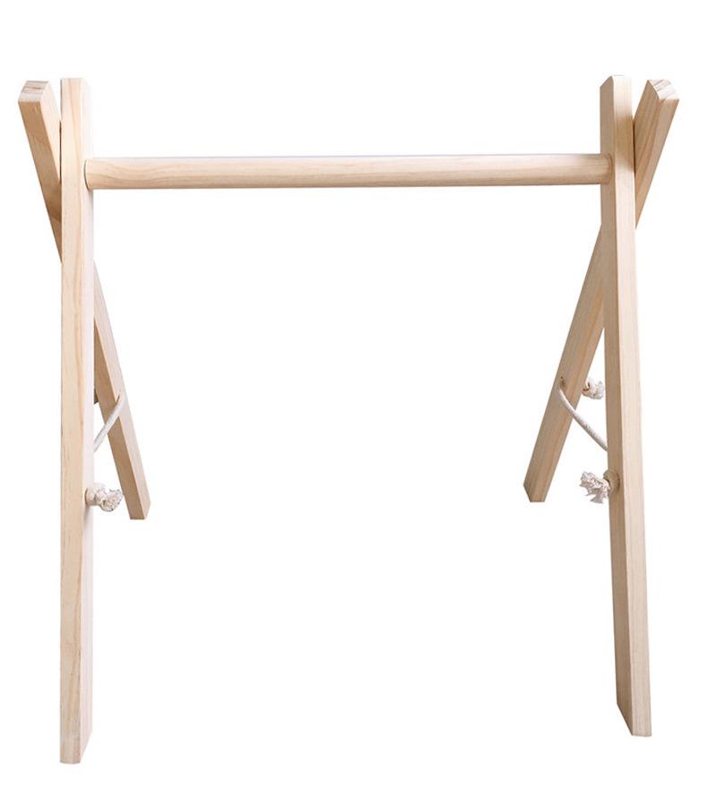 Nordic Wooden Baby Fitness Rack with Decorative Ornaments and Toy Bells
