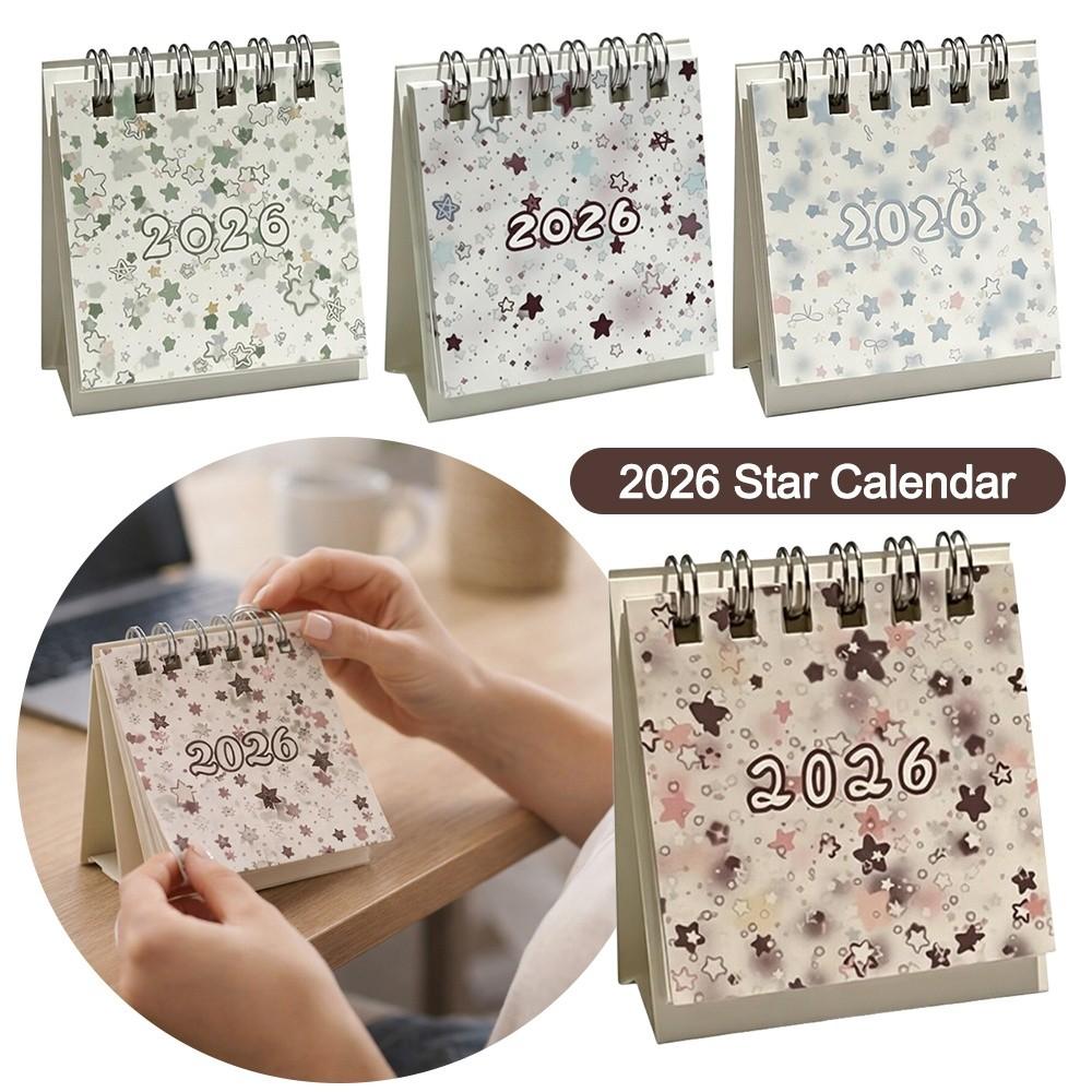 Mini 2026 Desk Calendar Stars Standing Calendar Cute Daily Planner  Office School Supplies