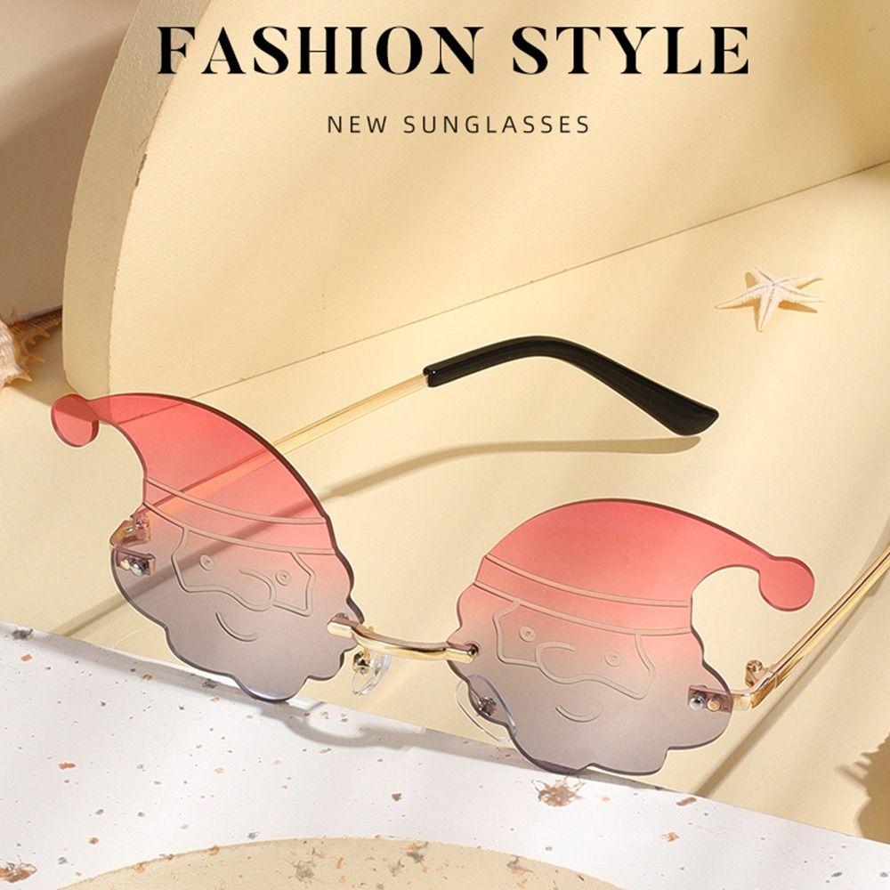 

Cute Multi-color Lens Christmas Sunglasses Santa Claus Shaped Glasses Xmas Festive Parties Supplies for Women & Men красный