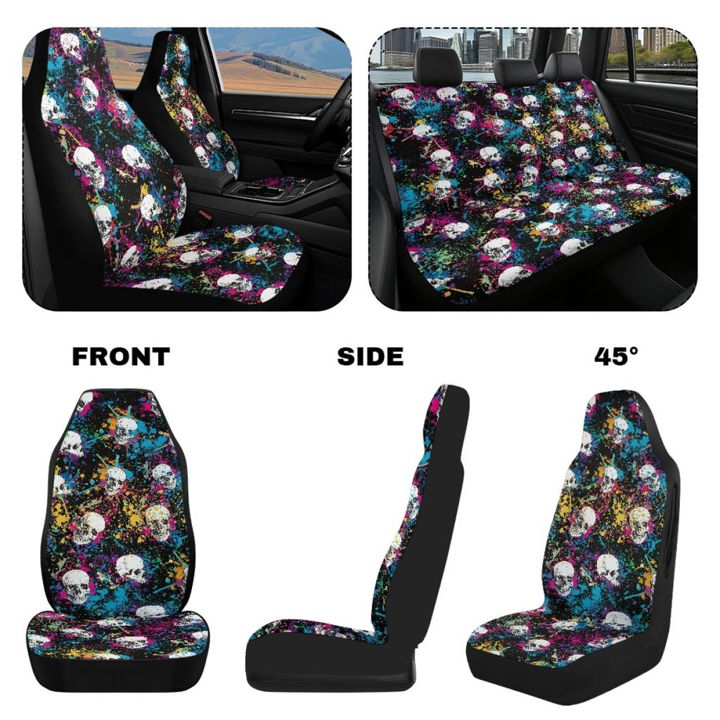 Komplettes Set Auto-Sitzbezüge Wasserdicht Digitaldruck Abstraktes Design Airbag-kompatibel Vorder- und Rücksitzschoner Rutschfest