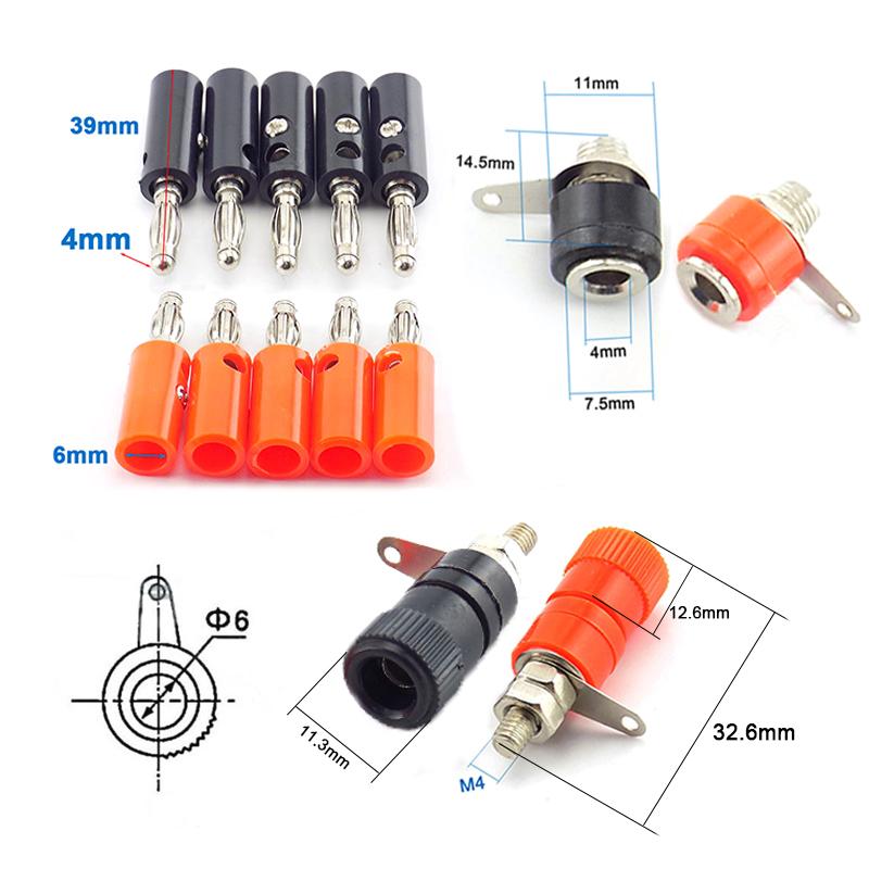 4mm Banana Jack Black Red Banana Socket 1set/2 Pieces Audio Speaker Terminal DIY Connectors