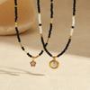 GEMCHIC Women's Layered Beaded Necklace with Star and Cat Eye Pendant - Stainless Steel Gold Tone Choker for Summer Fashion