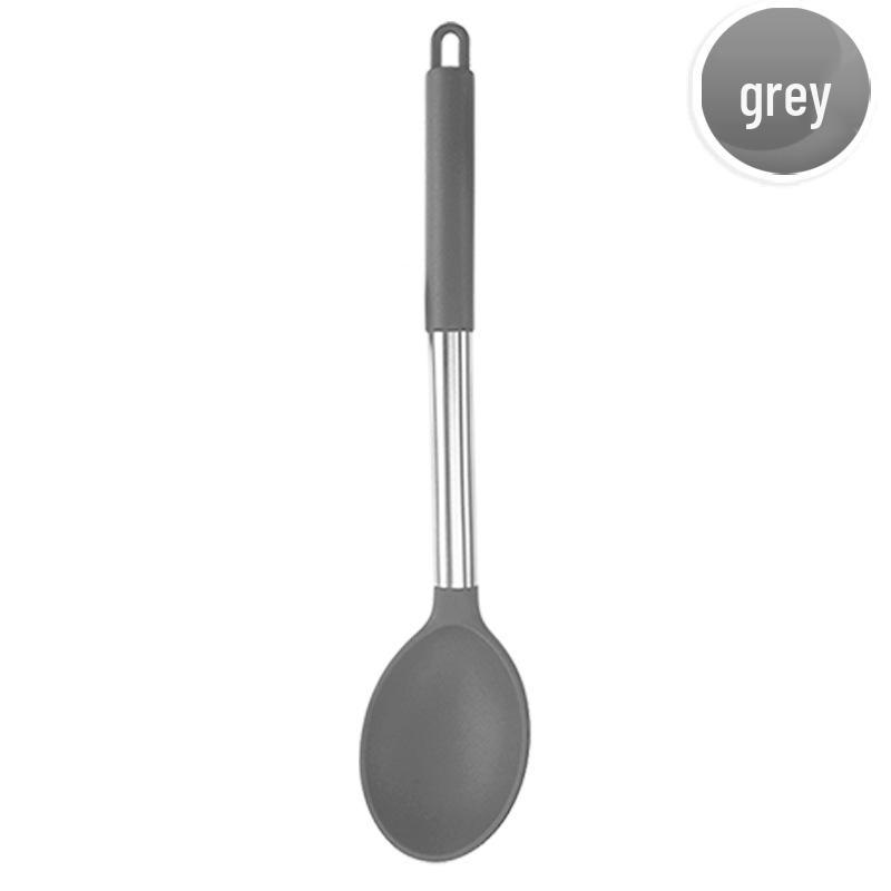 Black Stainless Steel & Silicone Handle 15-Piece Kitchen Utensil Set with Storage Bucket