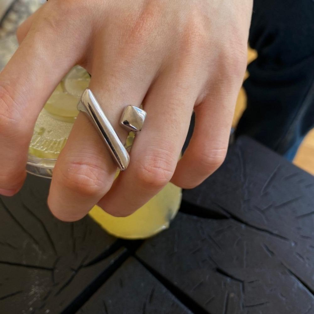 Adjustable Finger Ring Geometric Silver Plated Open Ring Irregular Ring  For Party Birthday Gift