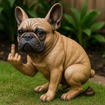 Französische Bulldogge Gartenstatue Lebensechtes Design Harz Hundeform Figur Ornament Zuhause