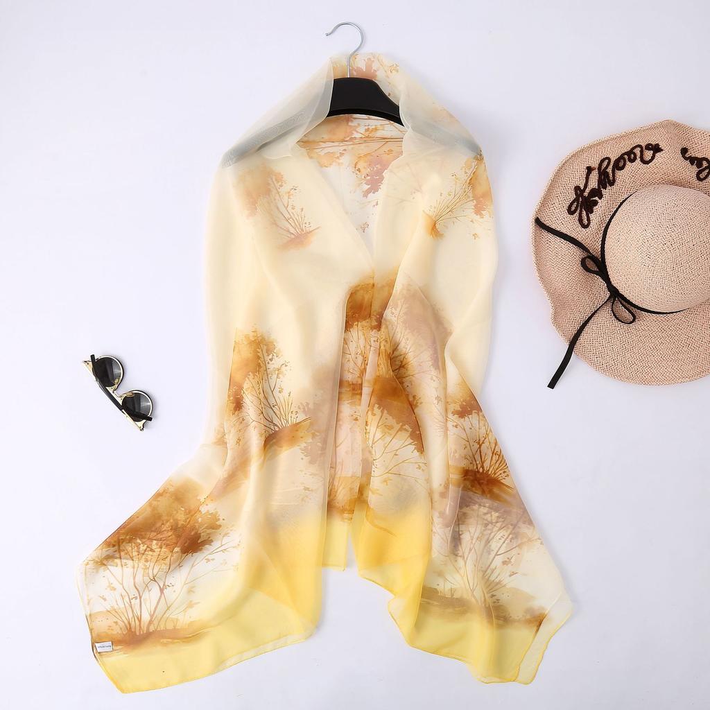 180*140Cm Fashion Ice Silk Chiffon Scarves Silk Scarf Women Large Long Soft Sunscreen Scarf Scarves Wrap Beach Shawl