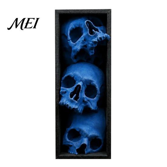Dark Fantasy Home Ornaments 3Pcs Halloween 3 Tier Skull Bookends, Gothic Resin Bookshelf Decor for Office, Skeleton Statue Bookshelves Spooky