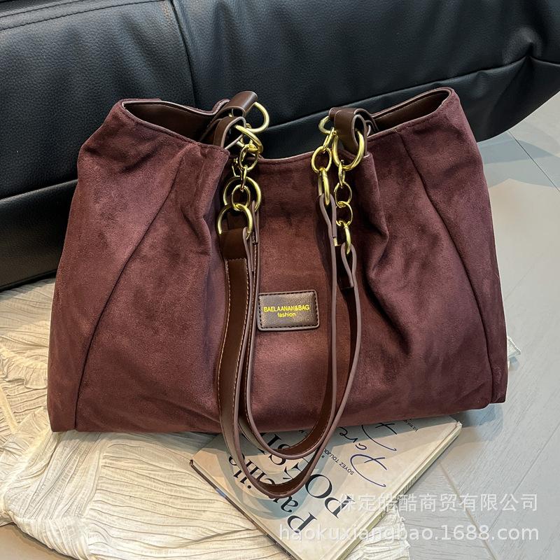 Casual autumn and winter suede suede foreign style versatile Korean fashion temperament shoulder bag handbag 2025 women's tote bag