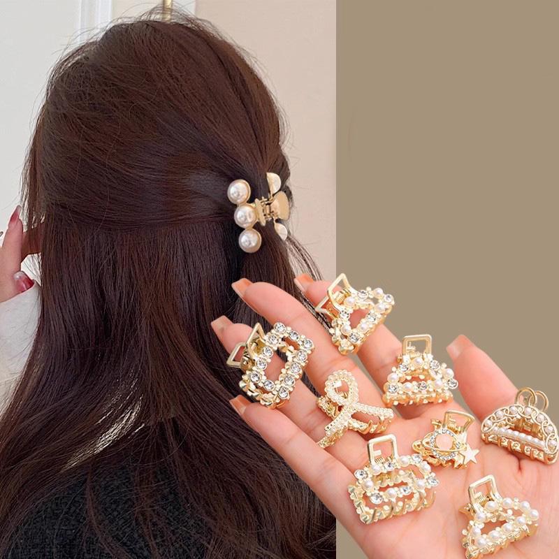 6/8/10 pièces/ensemble Petites perles strass Géométrique Métal Pinces à cheveux Pour femmes Filles Douces Mini pinces à cheveux Épingles à cheveux Accessoires pour cheveux