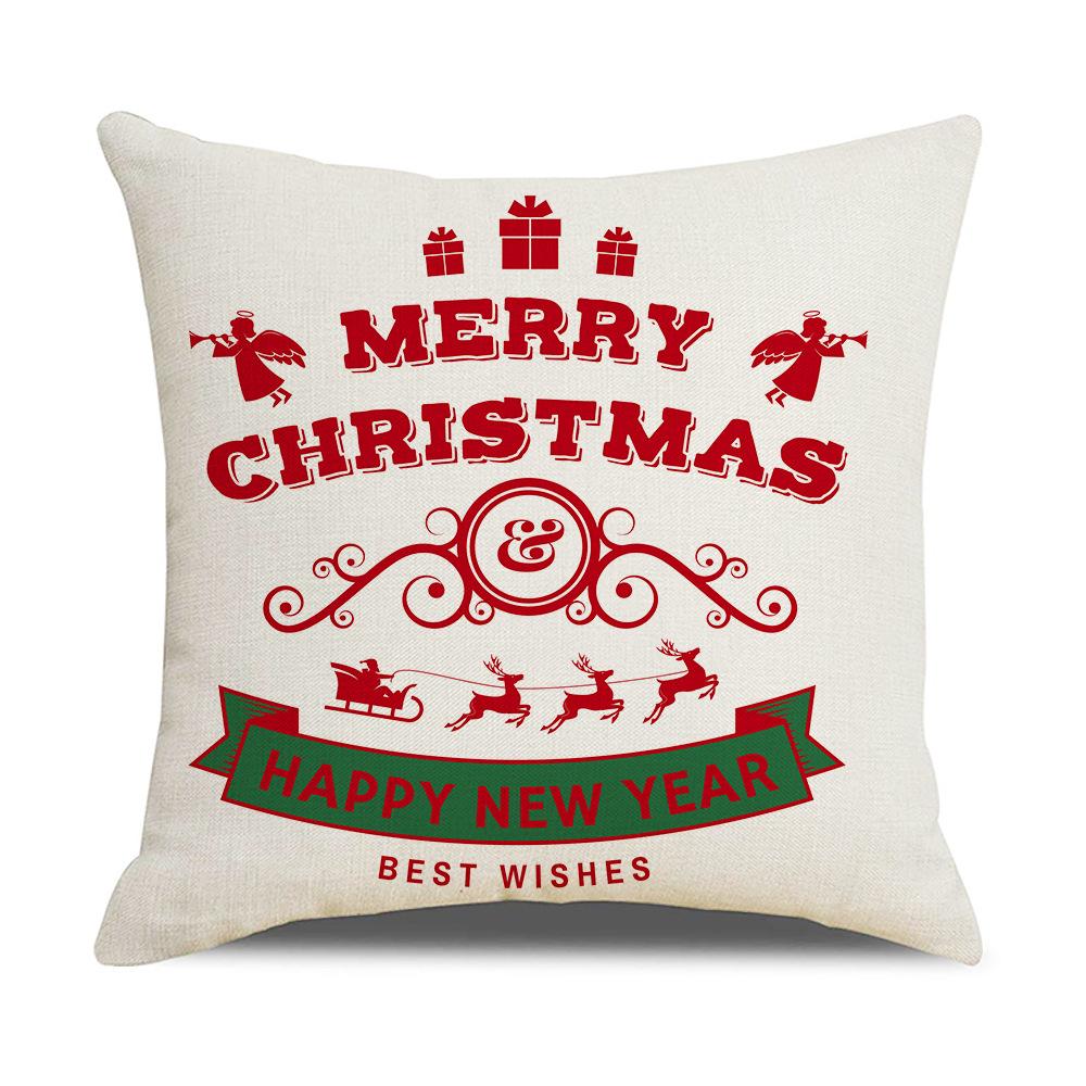 Red and Black Plaid Christmas Pillow Case Linen Print Home Lumbar Support Office Cushion