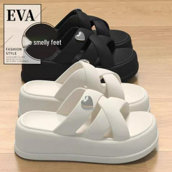 Women's High-Soled Platform Slippers - New Korean Summer Styles, Trendy and Versatile Height-Enhancing Sandals.