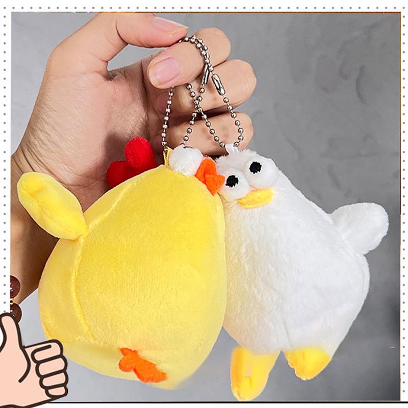 Niedliches hockendes Hühnchen Plüschpuppe Schlüsselanhänger Cheer Ente Taschenanhänger Greifautomat Puppe