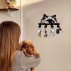 Metal Fluffy Cat Keychain Wall Hook Home Entry Decor 5.9 Inch