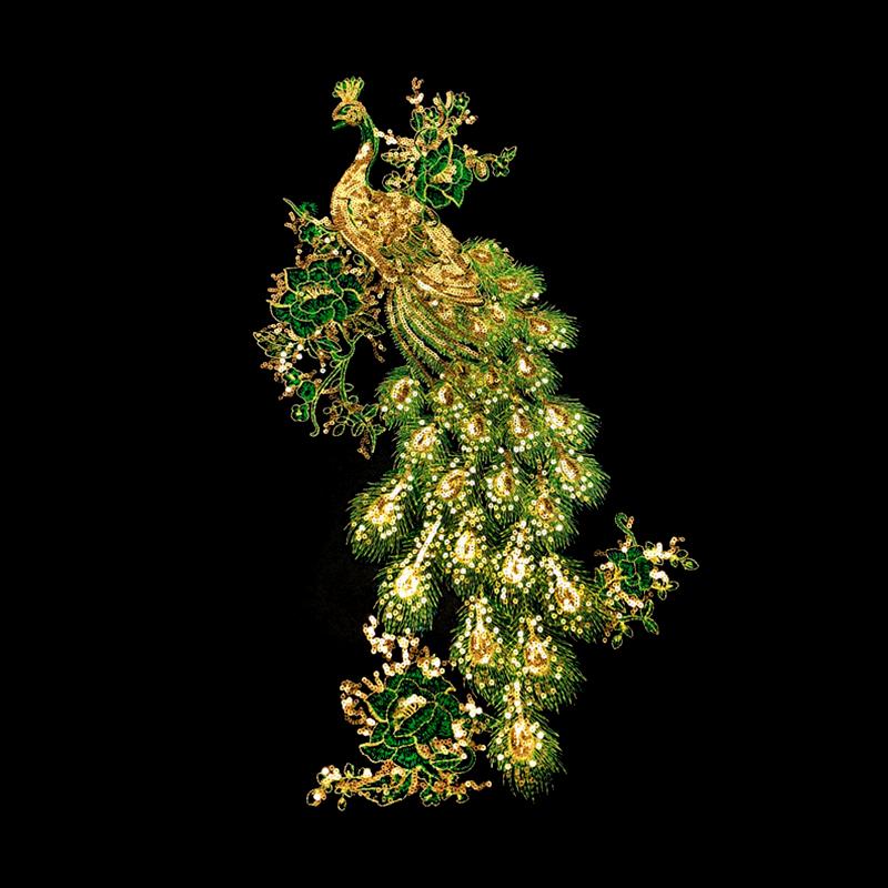 

1 шт. Пришивные/Приклеиваемые утюгом DIY вышивки Феникс, аппликации для свадебного платья, одежды, 47×26 см, Золотая вышивка пайетками, Отделка для шитья 47*26cm