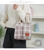 Korean Canvas Plaid Bento Handbag - Women's Retro Tote