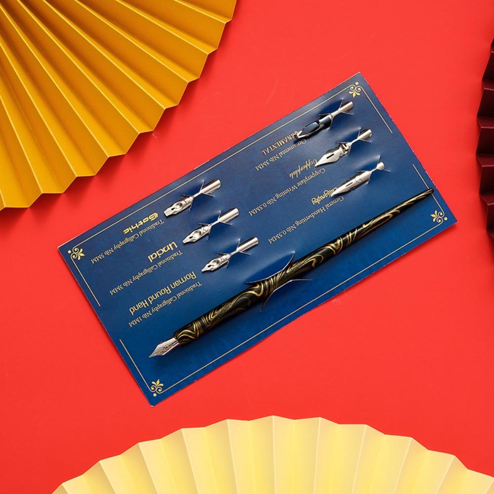 

Stainless Steel Tip Calligraphy Pen With Holder Comic Dip Pen Portable Signature Pen School Office 09