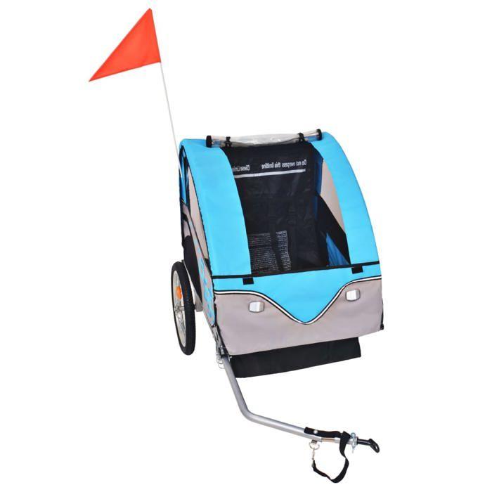 VidaXL Remorque de Vélo, Chariot de Vélo avec Siège, Remorque de Bicyclette, Poussette de Vélo, Chariot de Transport, Gris 91373