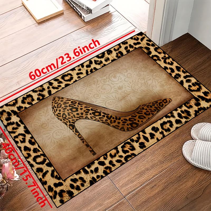 Leopard Print Mat 1pc Machine Washable Soft Rug for Living Room Bedroom Nursery Entrance Outdoor Terrace Garden Carpet