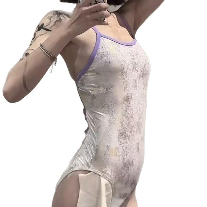 Stylish Women's Criss-Cross Backless One-Piece Swimsuit - Quick-Drying, Slimming Swimwear for Resorts & Hot Springs
