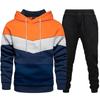 Men's Patchwork Sports Suit: Casual Hooded Sweatshirt & Long Pants Two-Piece Set for Autumn/Spring 2022