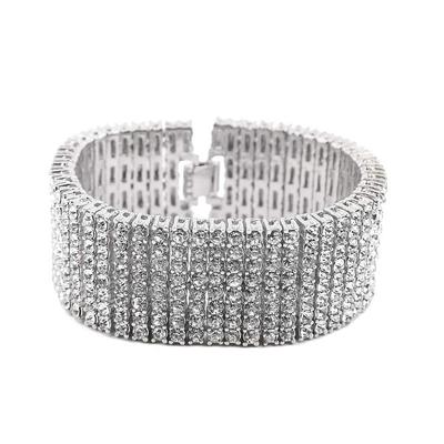 Bracelet Popular Silver Gold 18K Black Zirconia Chain Necklace Width 30mm 205mm 8 Rows AAACZ Diamond Sparkling Luxury Thick Bracelet