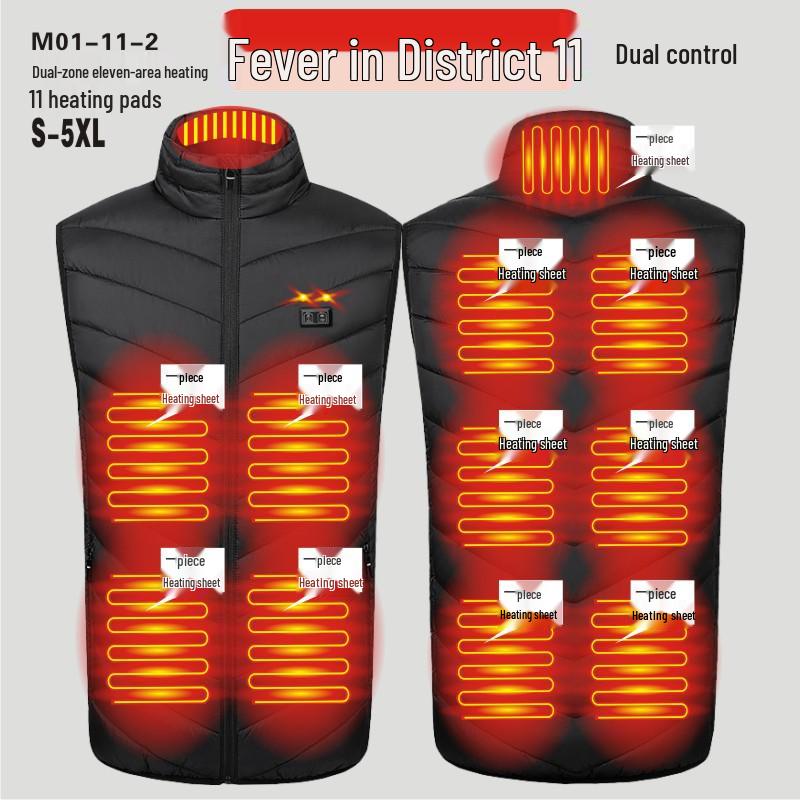 Herren Beheizbare Stehkragenweste mit USB-betriebenem Kohlefaser-Heizsystem