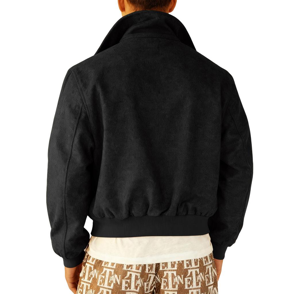 Men's Fall Suede Lapel Loose Drop Shoulder Solid Color Jacket Leather Biker Jacket Men Mens