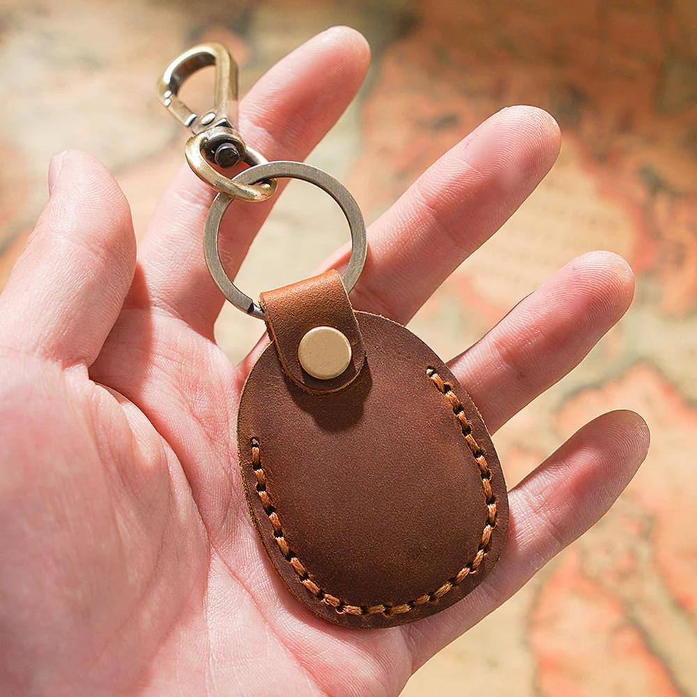 For Apple Air Tags Protective Case Retro High Quality Leather Keychain For Apple Anti-lost Tracker Locator Device Accessories