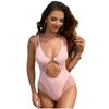 Frauen Sexy Einteiliges Strand Bade Bikini Anzüge Set Spitze Badeanzug Schlank Bademode Einfarbig Aushöhlen