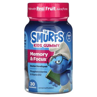 Gummies for Children, Improves Memory and Concentration, Ages 4 and Up, Smurfs Berries, 30 Gummies