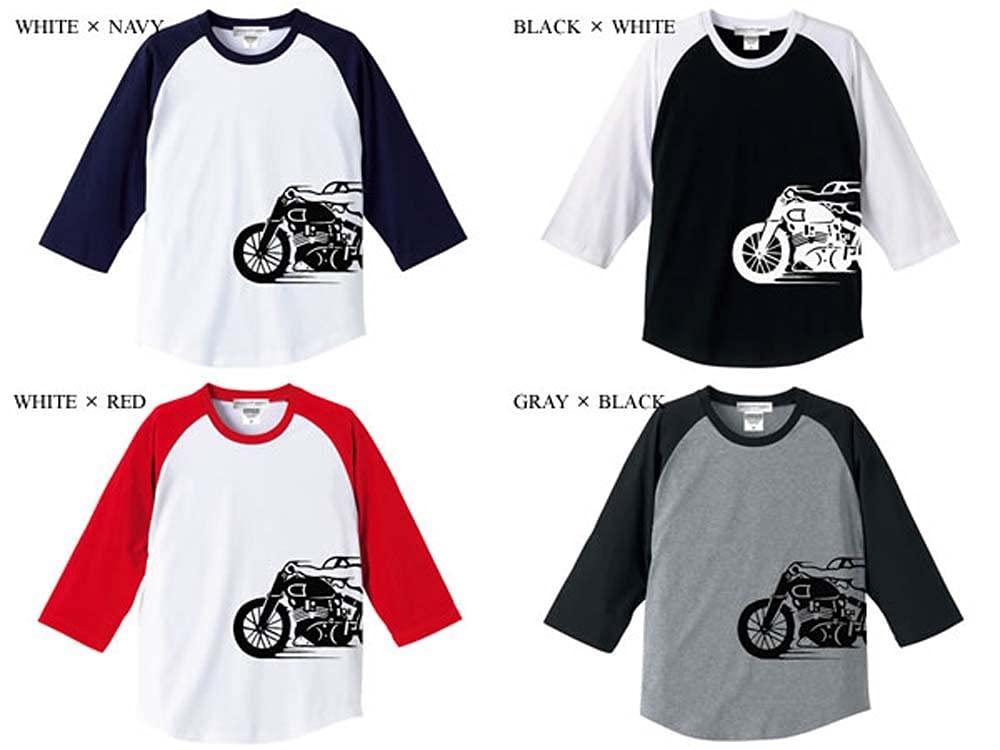 SPEED ADDICT Side Print Raglan 3/4 Sleeve T-shirt, Gray x Black, Size L