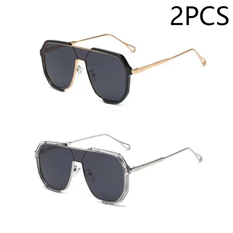 Europa I Stany Zjednoczone Moda Podwójny Mostek Duże Oprawki Wielokątne Okulary Przeciwsłoneczne Moda Wklęsły Kształt Okulary Przeciwsłoneczne Fala