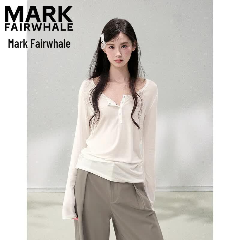 Mark Fairwhale Women's Henley Neck Long Sleeve T-Shirt