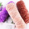 Golden Chenille Silk Velvet Yarn: Medium-Thick Polyester Yarn for Scarves, Glossy Velvet Crochet, and Wool Knitting Projects.