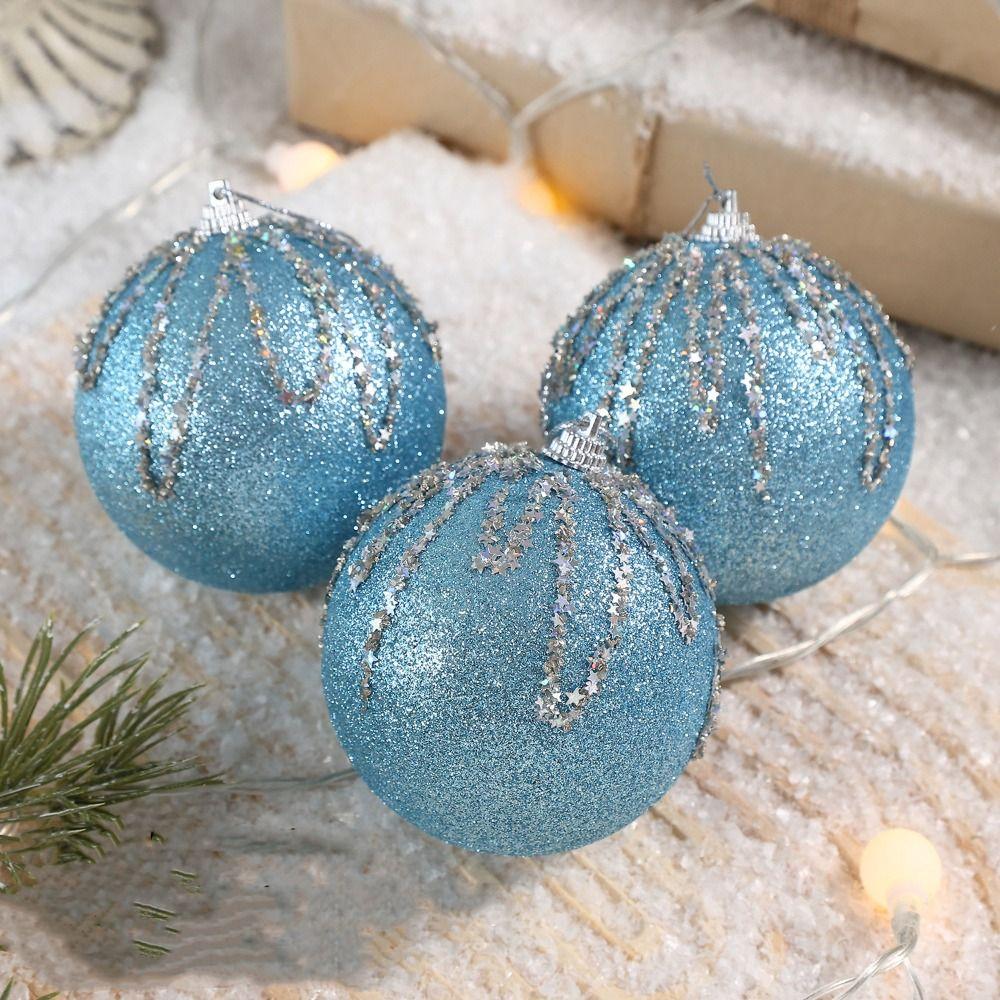 3 pcs/set Multi-Color Christmas Color Balls Glitter Hanging Decorations Christmas Decoration Balls Home Decor Sequin
