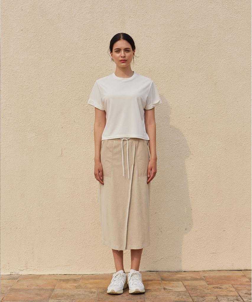 Wave Seoul Terry Long Skirt Beige