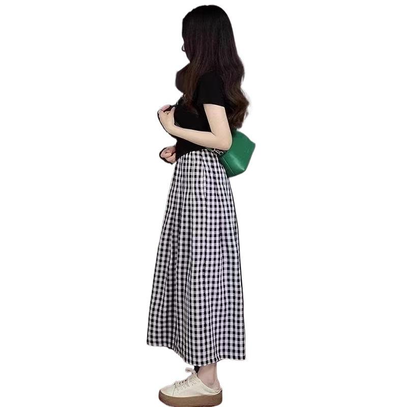 Last Piece: Cut Label Fake Two-Piece T-Shirt & Wide-Leg Skirt Pants Set