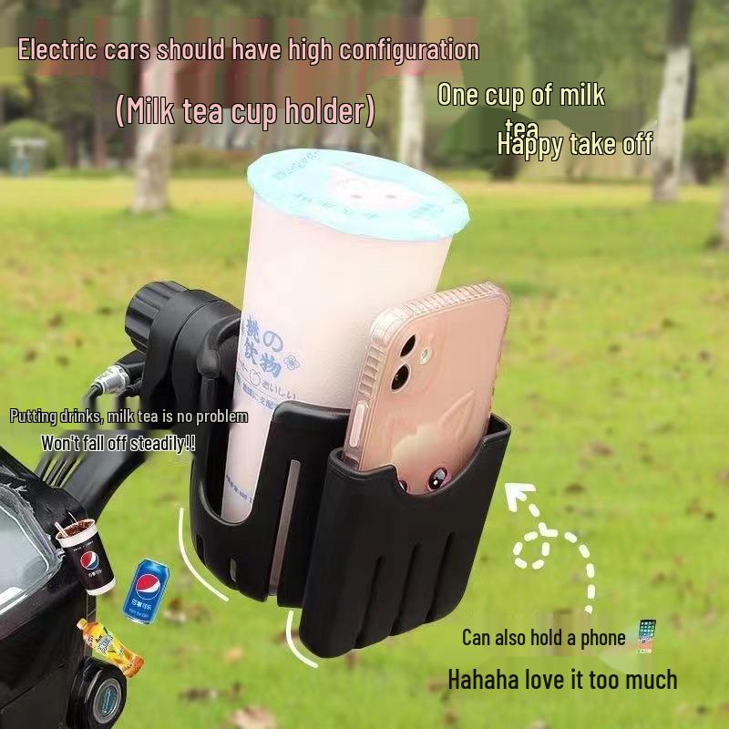 Universal Drink Holder for Bikes & Strollers with Phone & Kettle Holder for Electric Vehicles